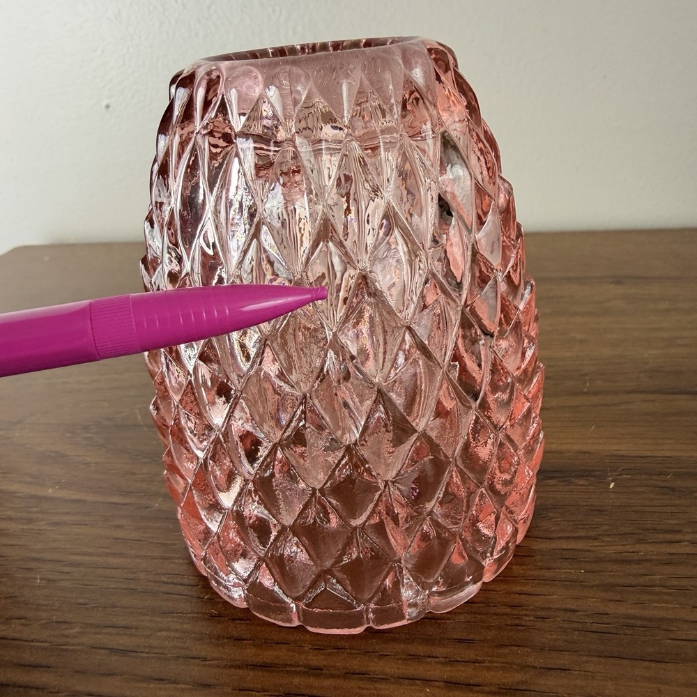 Vintage Pink Diamond Pineapple Fairy Lamp Shade Top Brooke Crescent Style Glass - Picture 5 of 11